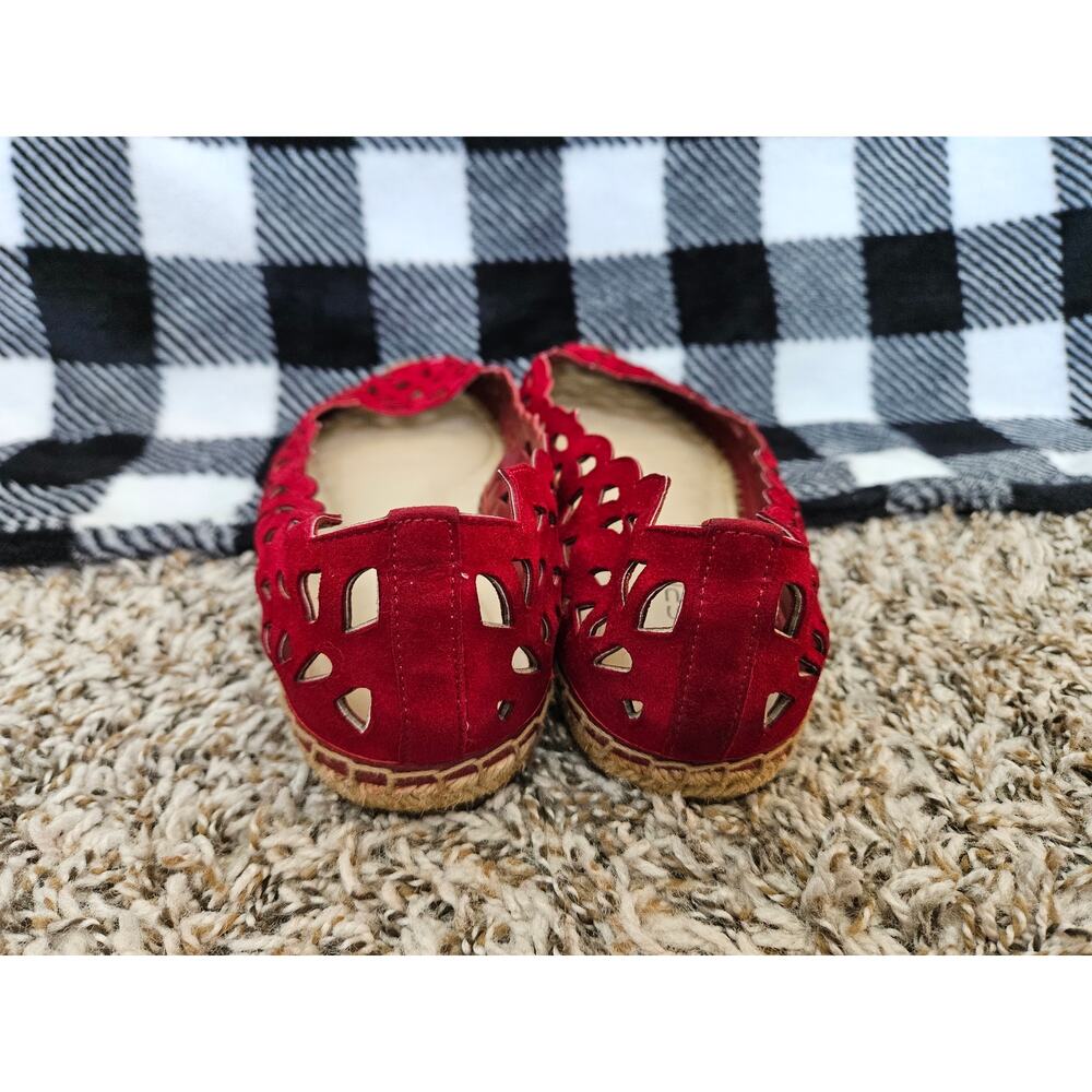 Via Spiga Women Bellerose Laser-Cut Espadrille Flat Red Size 8 - Picture 5 of 11